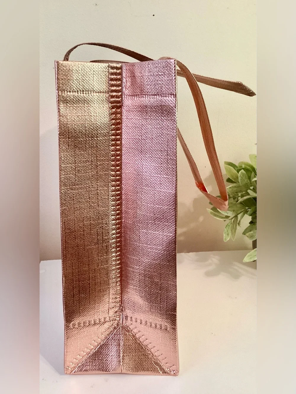 Set of 7 Rose Gold Metallic Vinyl Gift Bags